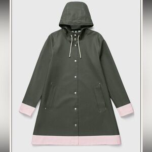Stutterheim Green and Pink Hooded Raincoat
